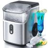 imageNugget Countertop Ice Maker with Soft Chewable Pellet Ice Pebble Portable Ice Machine 36Lbs24H SelfCleaning Sonic Ice Maker One Button Operation for KitchenOffice Stainless Steel BlackStainless Steel Silver