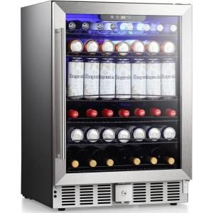 imageAntarctic Star 29 CuFt Beverage Refrigerator115 Can Beer Soda Wine Cooler Low Noise Transparent Glass Door Stainless Steel LED Light Safety Lock for Home and Bar 15 Inch51 CuFt
