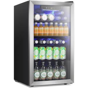 imageAntarctic Star Beverage Refrigerator Cooler 120 Can Glass Door Mini Fridge for Soda Cola Beer or Wine Constant Glass Door Small Drink Dispenser Clear Front Door for Home Bar 32cuftSilver