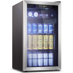 imageAntarctic Star Beverage Refrigerator Cooler68 Can 16 Bottle Mini Fridge for Soda Beer Wine ChampagneGlass Door Drink Dispenser Knob Controlfor Home and Bar17CuFtBlackSilver