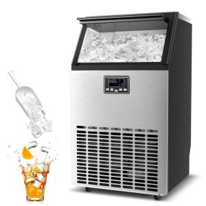 imageAntarctic Star Commercial Crescent Ice Makers Machine Stainless Steel Makers 120 Lbs24H with 265 Pounds Storage Capacity Crescent Ice Cubes Freestanding PartyBarRestaurantCrescent Ice120Lbs24H