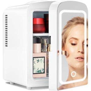 imageAntarctic Star Compact Refrigerator Portable Mini Fridge Skin Care 4L Capacity6 Cans for Bedroom Car Office ampamp Dorm Small Cooler for Cosmetics Beverage and Food BlackWhite Mirror