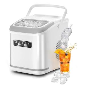 imageAntarctic Star Countertop Ice Maker Machine with Handle 2 Size Ice Cube 9 Cubes Ready in 6 Mins 26lbs24Hrs SelfCleaning Portable Ice Maker wBasket and Scoop for HomeKitchenCampingRV WhiteWhite
