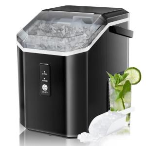 imageAntarctic Star Countertop Ice Maker Portable Ice Machine AutomaticCleaning Ice Makers 34Lbs24H Pebble Portable Ice Machine with Ice Scoop for Home Kitchen Bar Party GreyBLACK