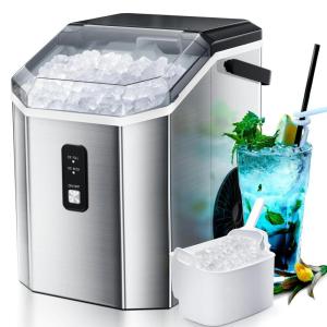 imageAntarctic Star Countertop Ice Maker Portable Ice Machine AutomaticCleaning Ice Makers 34Lbs24H Pebble Portable Ice Machine with Ice Scoop for Home Kitchen Bar Party GreySILVER