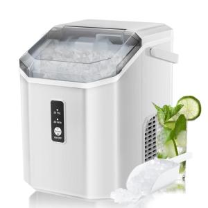 imageAntarctic Star Countertop Ice Maker Portable Ice Machine AutomaticCleaning Ice Makers 34Lbs24H Pebble Portable Ice Machine with Ice Scoop for Home Kitchen Bar Party GreyWHITE