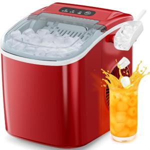 imageAntarctic Star Countertop Ice MakerPortable Ice Makers with SelfCleaning Bullet Ice Machine 26Lbs24H 9 Ice Cubes Ready in 6 Mins for Kitchen Bar Party RV GreyRed