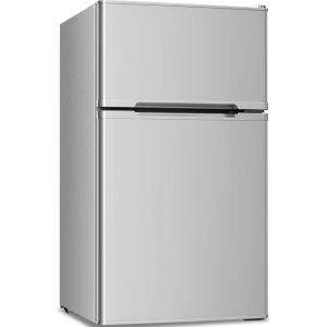 imageAntarctic Star Mini Compact Refrigerator 32 CuFt Separate Freezer Double 2Door Adjustable Removable Shelves for ApartmentDormOfficeBLACKGREY