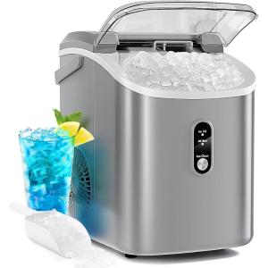 imageAntarctic Star Nugget Countertop Ice Maker with Soft Chewable Ice 34Lbs24H Pebble Portable Ice Machine with Ice Scoop SelfCleaning One Button Operation for KitchenOffice Grey