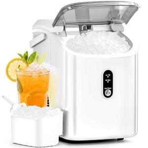 imageAntarctic Star Nugget Ice Maker Countertop with Soft Chewable Ice Portable Sonic Ice Maker with Basket and Scoop Removable Top Cover AutoCleaning for HomePartyRVCamping Stainless Steel SilverWhite