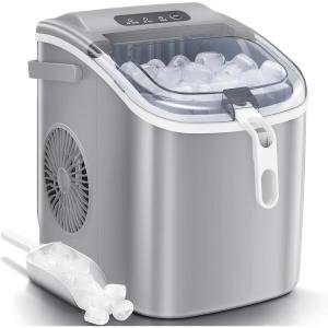 imageAntarctic Star Nugget Ice Makers Countertop Pebble Ice Machine with Chewable Pellet Ice 34Lbs24H SelfCleaning Sonic Ice OneClick Operation for KitchenOffice Stainless Steel BlackStainless Steel Red