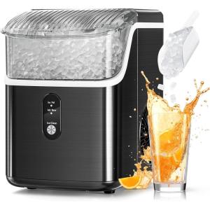imageAntarctic Star Nugget Ice Makers Countertop Pebble Ice Machine with Chewable Pellet Ice 34Lbs24H SelfCleaning Sonic Ice OneClick Operation for KitchenOffice Stainless Steel BlackBlack