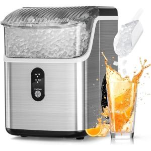 imageAntarctic Star Nugget Ice Makers Countertop Pebble Ice Machine with Chewable Pellet Ice 34Lbs24H SelfCleaning Sonic Ice OneClick Operation for KitchenOffice Stainless Steel BlackSilver