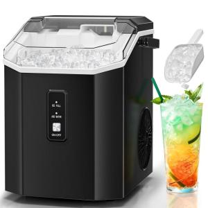 imageAntarctic Star Nugget Ice Makers Countertop with SelfCleaning 35lbs24H Portable Sonic Ice Maker Machine with HandleBasketScoop for Home Kitchen Office CampingStainless Steel SilverBlack