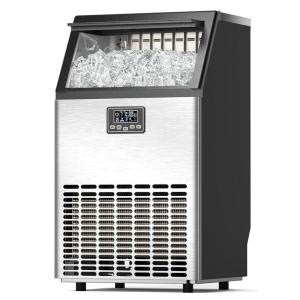 imageCommercial Ice Maker Machine Ice Makers Stainless Steel Under Counter Ice Machine 120 Lbs24H with 265 Pounds 64 Ice Cubes in 12 Mins Stainless Steel Freestanding Kitchen Ice Machines