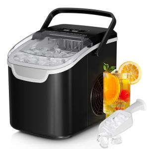imageCountertop Ice Maker Machine 8 Ice Cubes in 6 mins 26lbDay Ice with 2 Sizes Portable Mini Energy Saving ampamp BasketScoop for HomePartyTravelCampingBarBlackDark Black