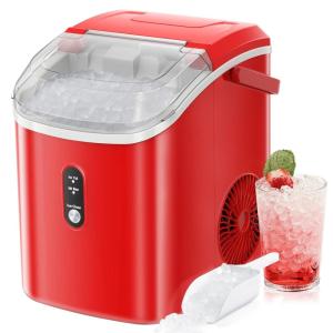 imageNugget Countertop Ice Maker with Chewable Pellet Ice Portable Ice Machine Pebble Ice with SelfCleaning 34Lbs24H One Button Operation for Kitchen Home Red