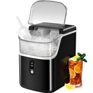 imageNugget Countertop Ice Maker with Soft Chewable Pellet Ice Pebble Portable Ice Machine 35Lbs24H SelfCleaning Sonic Ice One Button Operation for KitchenOffice Stainless Steel Black