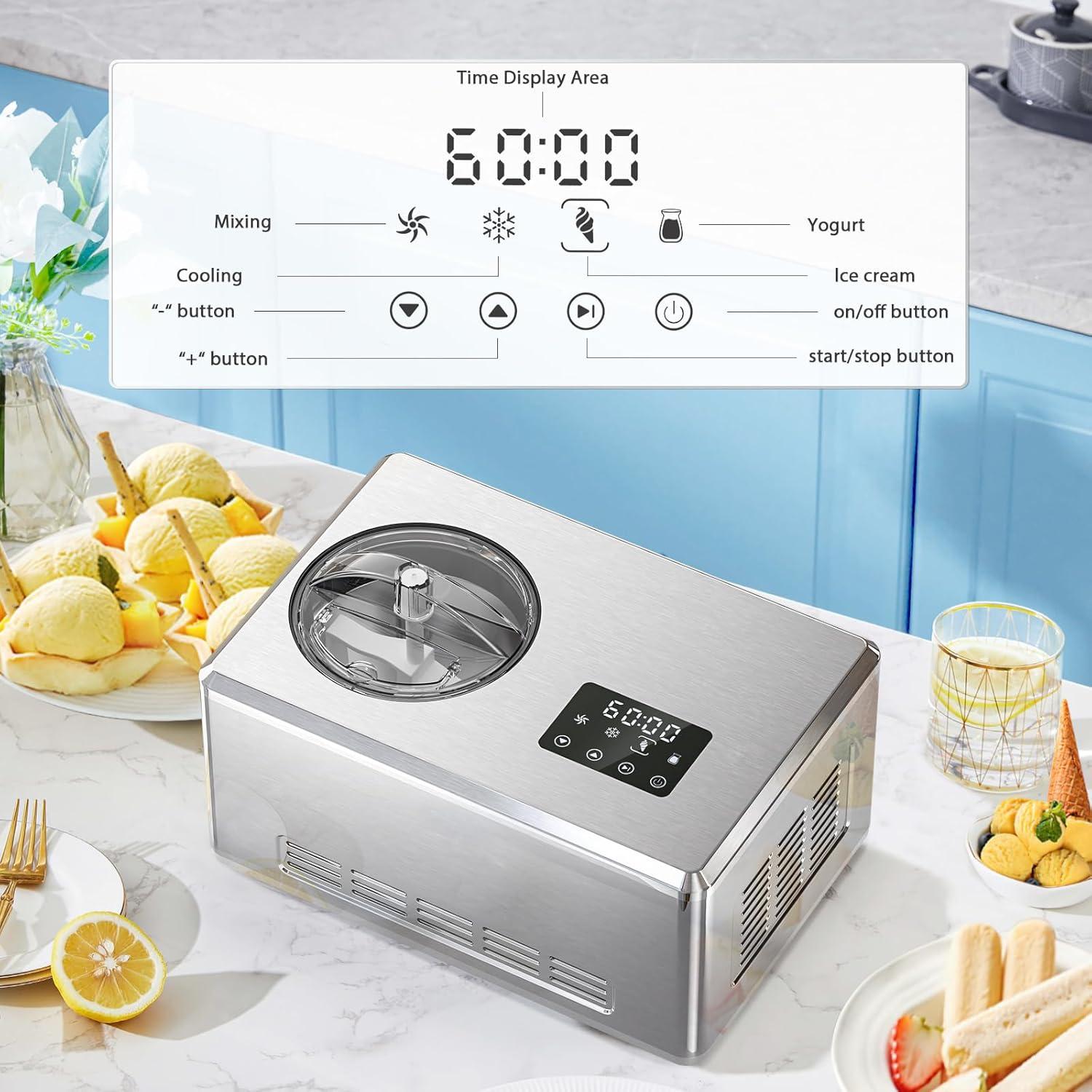 imageAntarctic Star 19 Quarts Electric Ice Cream Maker with Compressor and Touch Screen Homemade Ice Cream Maker for Kids with LCD Display 4 Modes for Gelato Frozen Yogurt Sorbet Silver