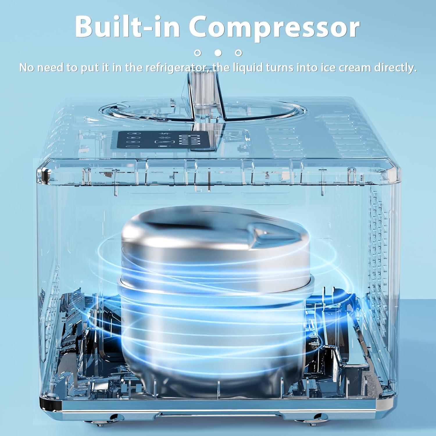 imageAntarctic Star 19 Quarts Electric Ice Cream Maker with Compressor and Touch Screen Homemade Ice Cream Maker for Kids with LCD Display 4 Modes for Gelato Frozen Yogurt Sorbet Silver