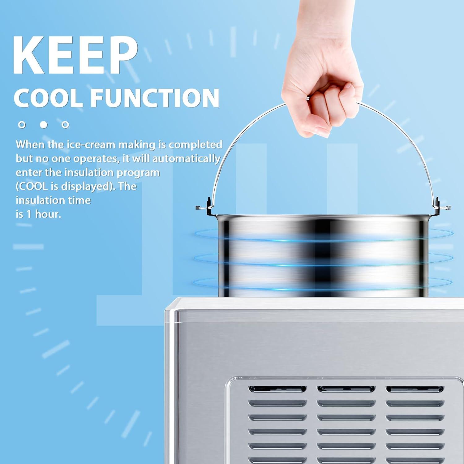 imageAntarctic Star 19 Quarts Electric Ice Cream Maker with Compressor and Touch Screen Homemade Ice Cream Maker for Kids with LCD Display 4 Modes for Gelato Frozen Yogurt Sorbet Silver