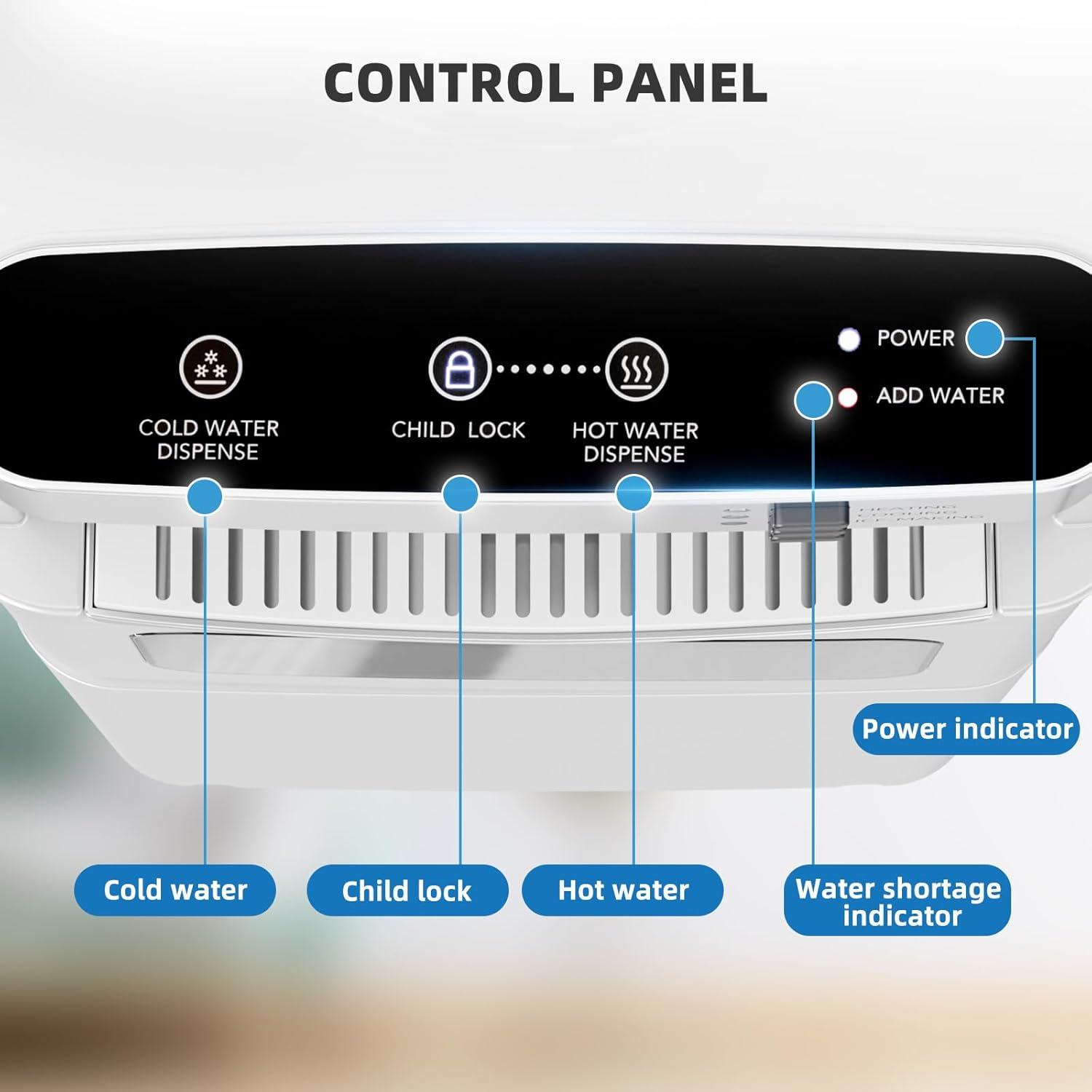 imageAntarctic Star 3in1 Hot and Cold Water Cooler Dispenser with Builtin Ice Maker for 3 to 5 Gallon Bottle Water Dispenserwith Child Safety LockBlackWhite