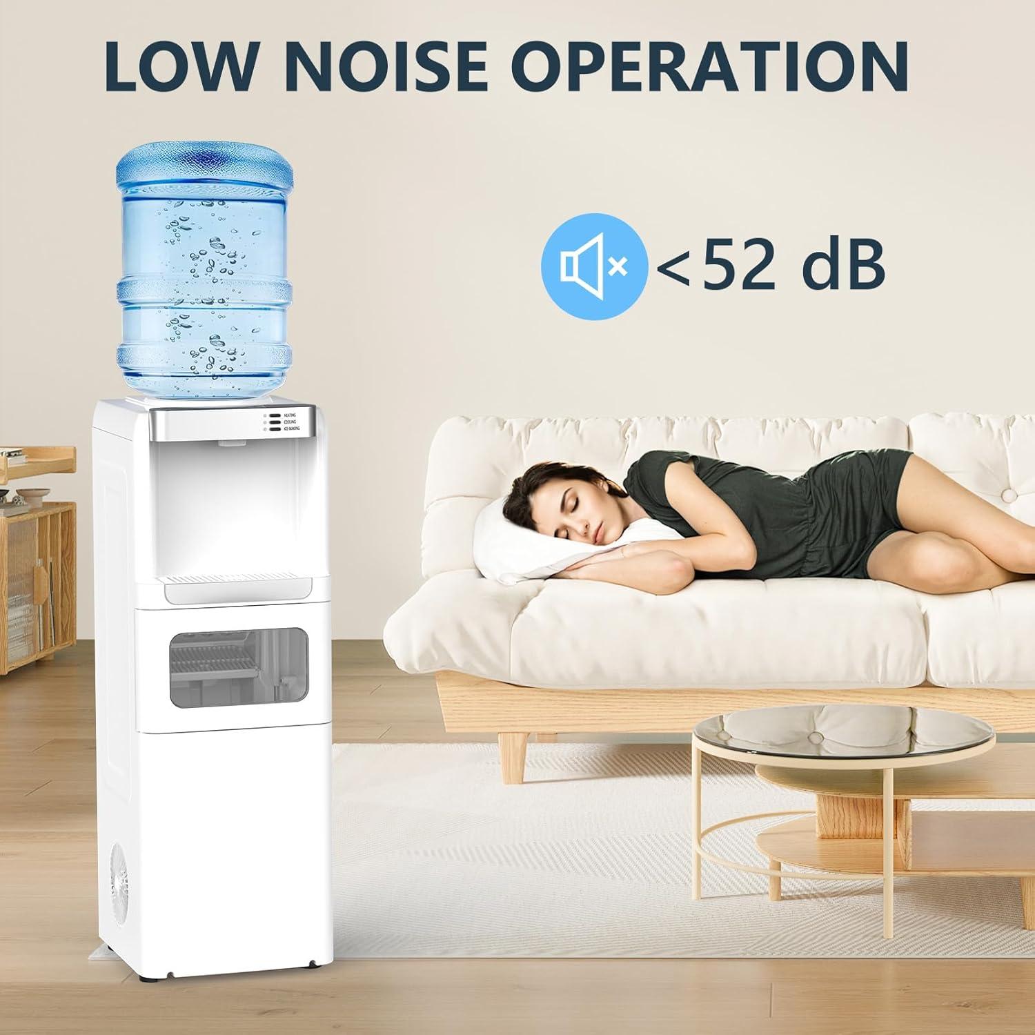 imageAntarctic Star 3in1 Water Cooler Dispenser with Builtin Ice Maker Hot ampamp Cold Top Loading Water Dispenser for 5 Gallon Bottle 33LBS24H Ice Maker with Child Safety Lock BlackWhite