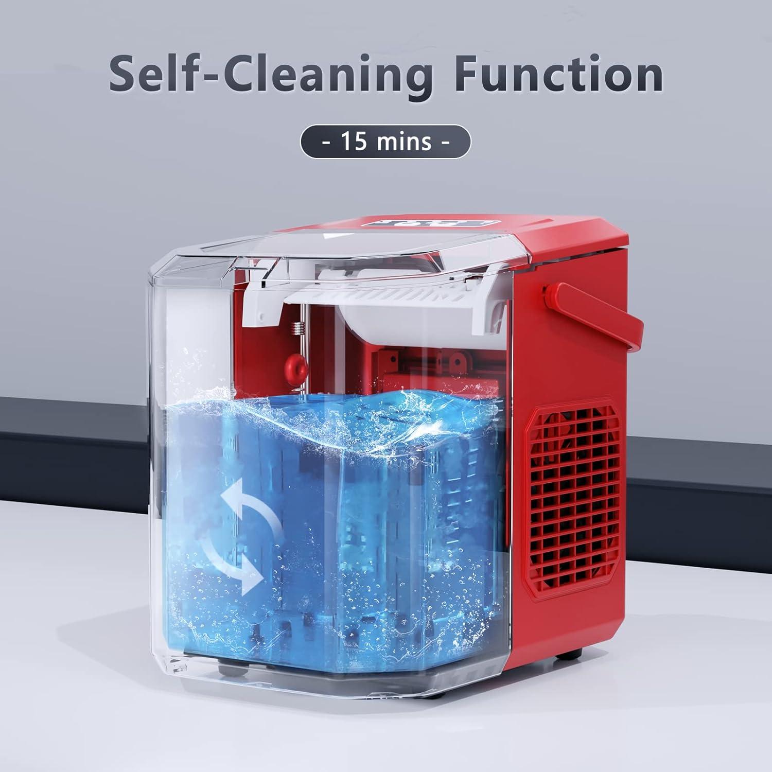 imageAntarctic Star Countertop Ice Maker Portable Ice Machine with HandleSelfCleaning Ice Makers 26Lbs24H 9 Ice Cubes Ready in 6 Mins SL ice for Home Kitchen Bar Party Red