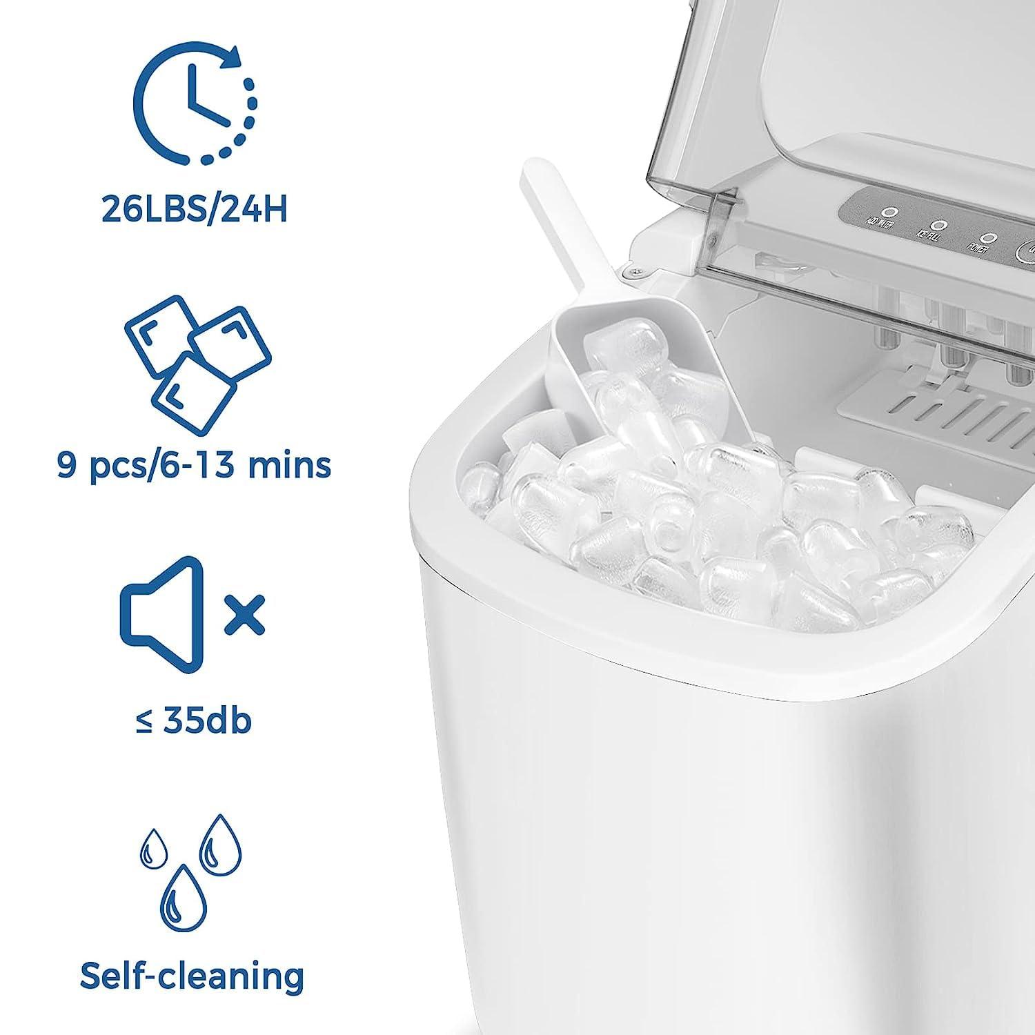 imageAntarctic Star Countertop Ice Maker Portable Ice Machine with HandleSelfCleaning Ice Makers 26Lbs24H 9 Ice Cubes6 Mins for Home Kitchen Bar Party White