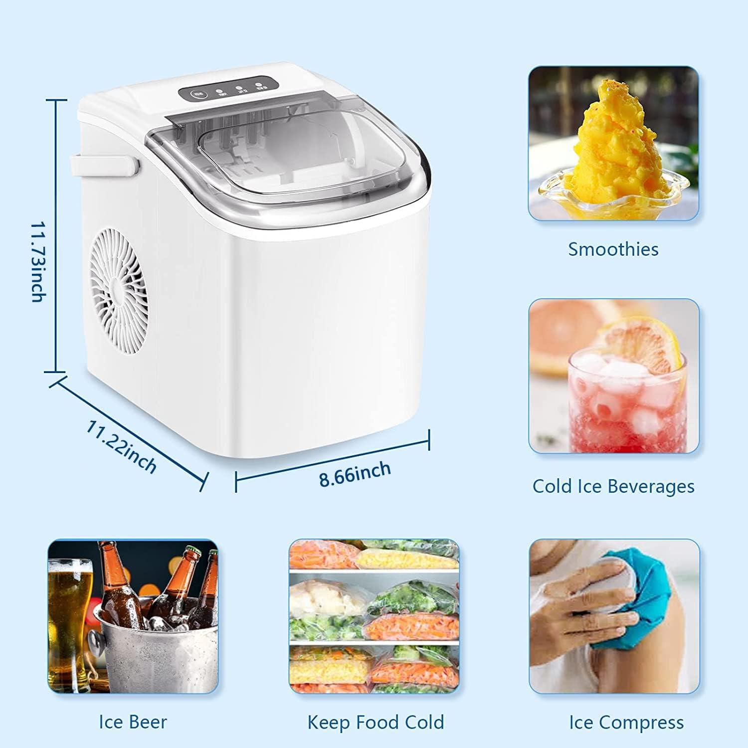 imageAntarctic Star Countertop Ice Maker Portable Ice Machine with HandleSelfCleaning Ice Makers 26Lbs24H 9 Ice Cubes6 Mins for Home Kitchen Bar Party White