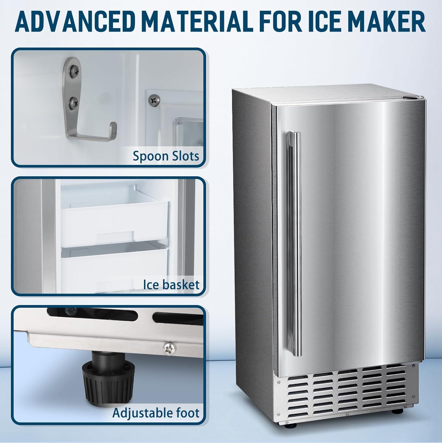 imageAntarctic Star Under Counter Nugget Ice Maker Freestanding Ice Machine with Water Inlet Pipe Draining Pipe 70lbs in 24H 24Hour Timer ampamp SelfCleaning Silver Commercial ice MakerSLIVER
