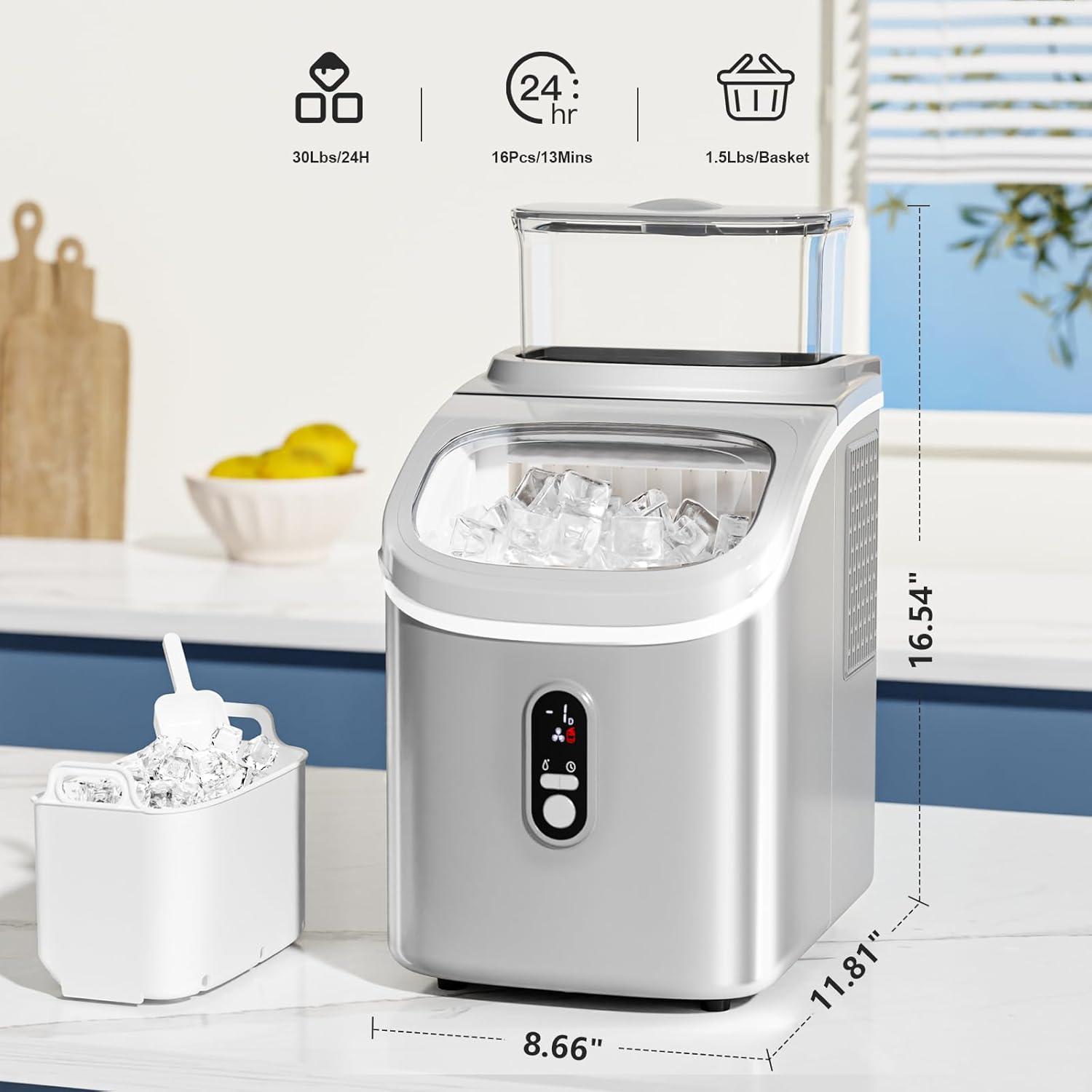 imageIce Cube Maker Antarctic Star Countertop Ice Machine 2 Ways to Add Water 30Lbs24H 16Pcs13Mins SelfCleaning Ice ScoopampampIce Basket for KitchenOfficeBar Grey