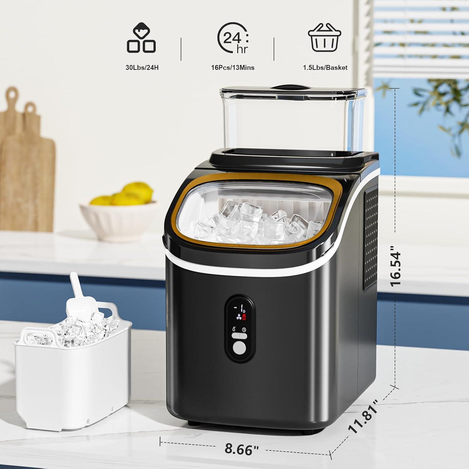 imageIce Cube Maker Antarctic Star Countertop Ice Machine 2 Ways to Add Water 30Lbs24H 16Pcs13Mins SelfCleaning Ice ScoopampampIce Basket for KitchenOfficeBar Black