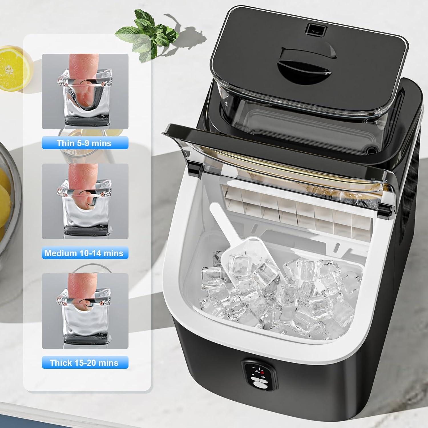 imageIce Cube Maker Antarctic Star Countertop Ice Machine 2 Ways to Add Water 30Lbs24H 16Pcs13Mins SelfCleaning Ice ScoopampampIce Basket for KitchenOfficeBar Black