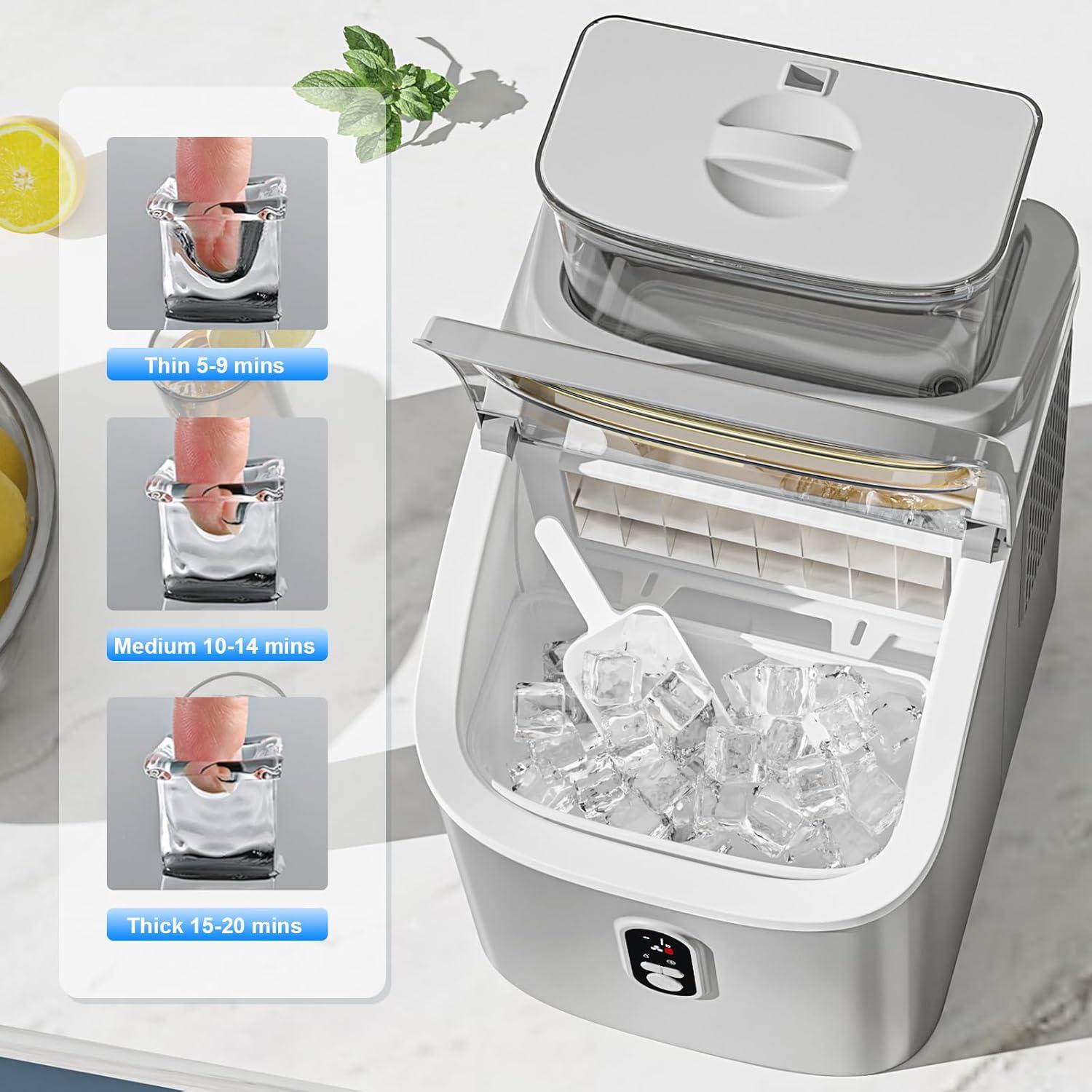 imageIce Cube Maker Antarctic Star Countertop Ice Machine 2 Ways to Add Water 30Lbs24H 16Pcs13Mins SelfCleaning Ice ScoopampampIce Basket for KitchenOfficeBar Grey