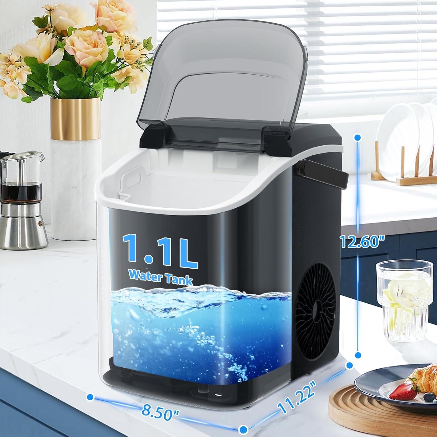 imageNugget Countertop Ice Maker with Chewable Pellet Ice Antarctic Star Portable Ice Machine Pebble Ice with SelfCleaning 34Lbs24H One Button Operation for Kitchen Home Stainless Steel Black