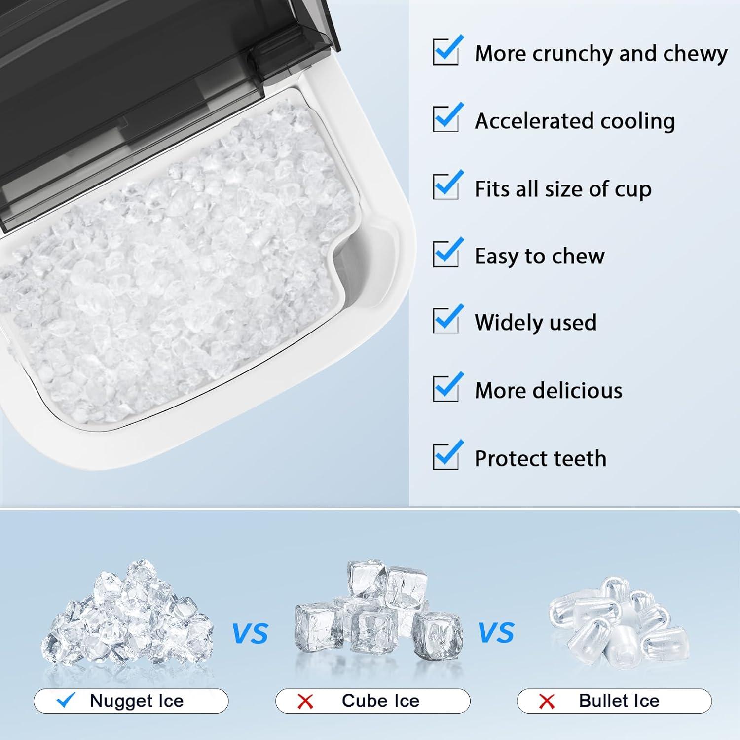 imageNugget Countertop Ice Maker with Chewable Pellet Ice Antarctic Star Portable Ice Machine Pebble Ice with SelfCleaning 34Lbs24H One Button Operation for Kitchen Home Stainless Steel Black