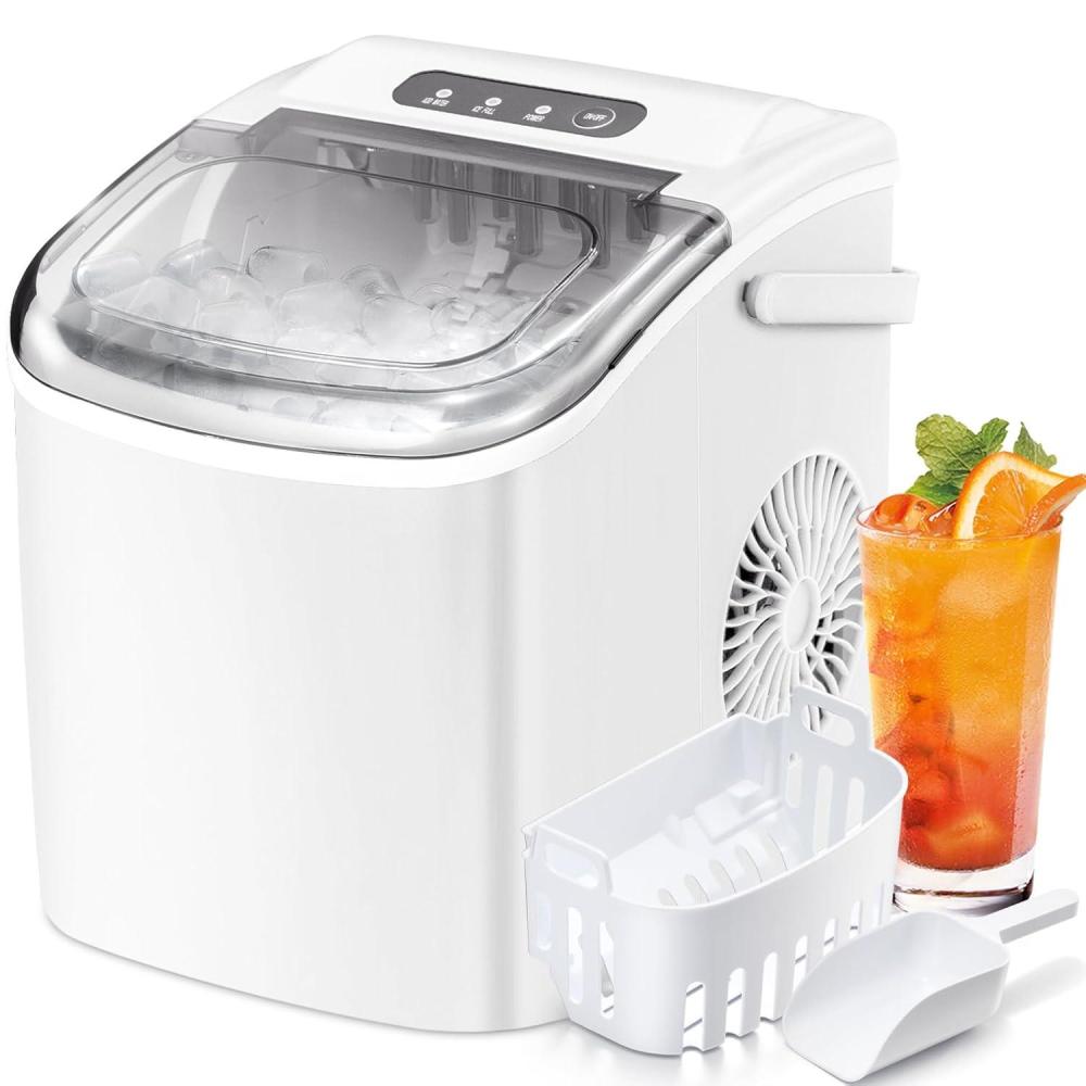 imageAntarctic Star Countertop Ice Maker Portable Ice Machine with HandleSelfCleaning Ice Makers 26Lbs24H 9 Ice Cubes6 Mins for Home Kitchen Bar Party White