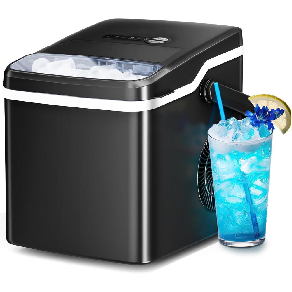 imageAntarctic Star Ice Maker Countertop with AutoCleaning 26Lbs24Hrs 9 Cubes in 6 Mins OneClick Button 2 Sizes of Bullet Ice Energy Saving Ice Machine for Kitchen Office Dorm Black