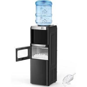 imageAntarctic Star 3in1 Water Cooler Dispenser with Builtin Ice Maker Hot ampamp Cold Top Loading Water Dispenser for 5 Gallon Bottle 33LBS24H Ice Maker with Child Safety Lock BlackBlack