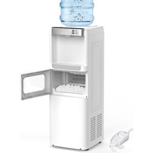 imageAntarctic Star 3in1 Water Cooler Dispenser with Builtin Ice Maker Hot ampamp Cold Top Loading Water Dispenser for 5 Gallon Bottle 33LBS24H Ice Maker with Child Safety Lock BlackWhite