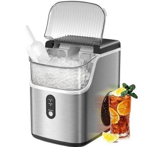 imageAntarctic Star Nugget Ice Maker with Soft Chewable Pellet Ice Pebble Portable Countertop Ice Machine 36Lbs24H Automatic Cleaning Sonic Ice OneClick Operation for Kitchen Stainless Steel Silver