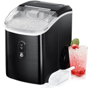imageNugget Countertop Ice Maker with Soft Chewable Ice Automatic 34lbs in 24 HoursPebble Portable Ice Machine with Ice Scoop SelfCleaning OneClick Operation for KitchenOffice Black