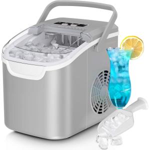 imageCountertop Ice Maker 26 lbsDay ice Production 2 Sizes 8 ice Cubes in 6 Minutes  Portable Mini Energy Efficient with BasketScoop for HomePartyTravelCampingBar