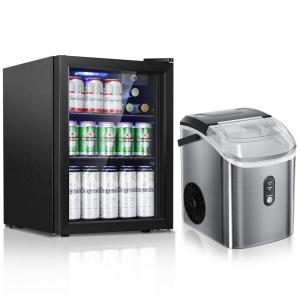 imageAntarctic Star Nugget Ice Maker Stainless Steel Silverampamp Beverage Refrigerator Cooler Black 68 Can 16 Bottle