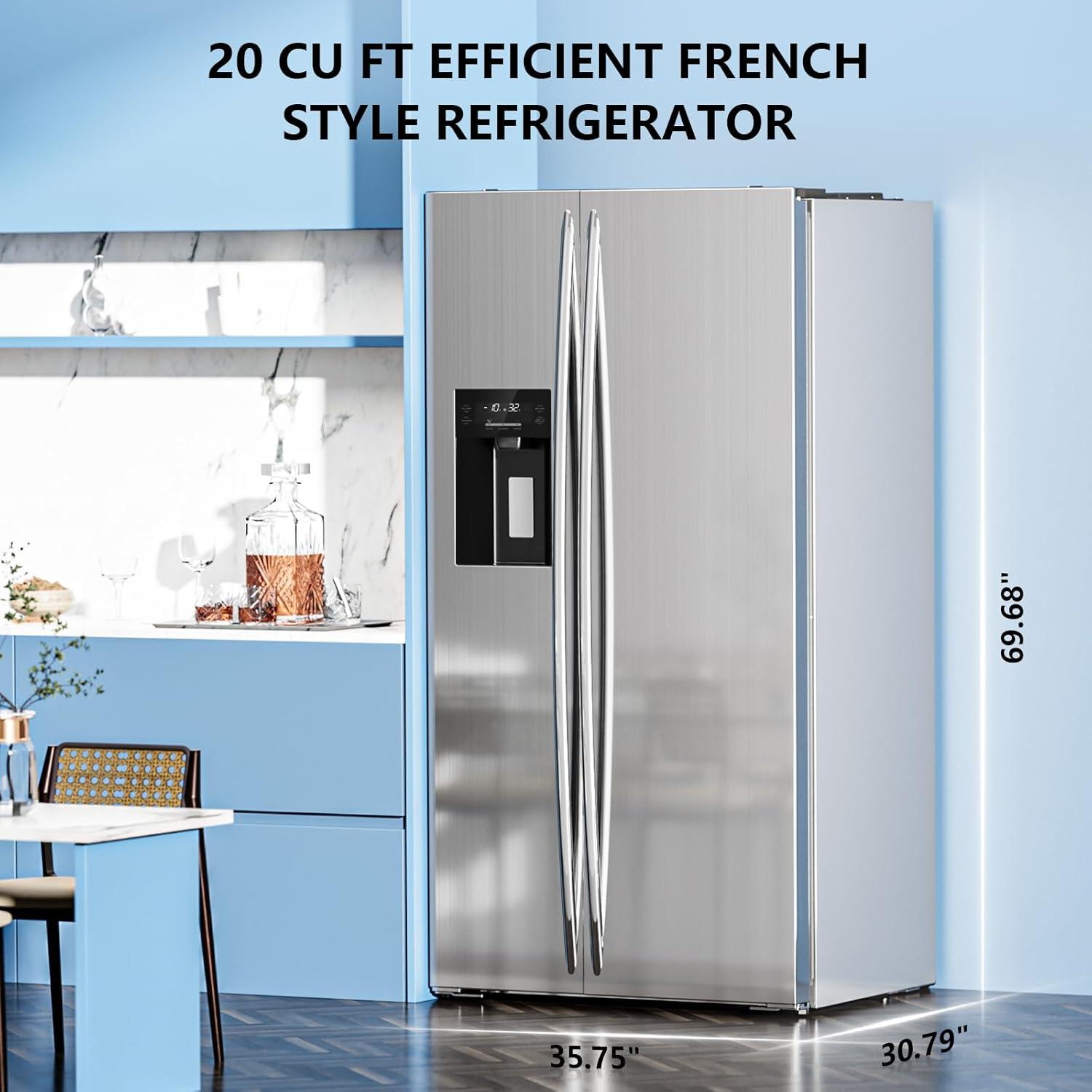 imageAntarctic Star 2 French Door Refrigerator Fridge with Side Freezer ampampWater DispensorNugget Ice MakerampampCube IceAdjustable Thermostat 20 Cu Ft Stainless Steel2025 Upgrade