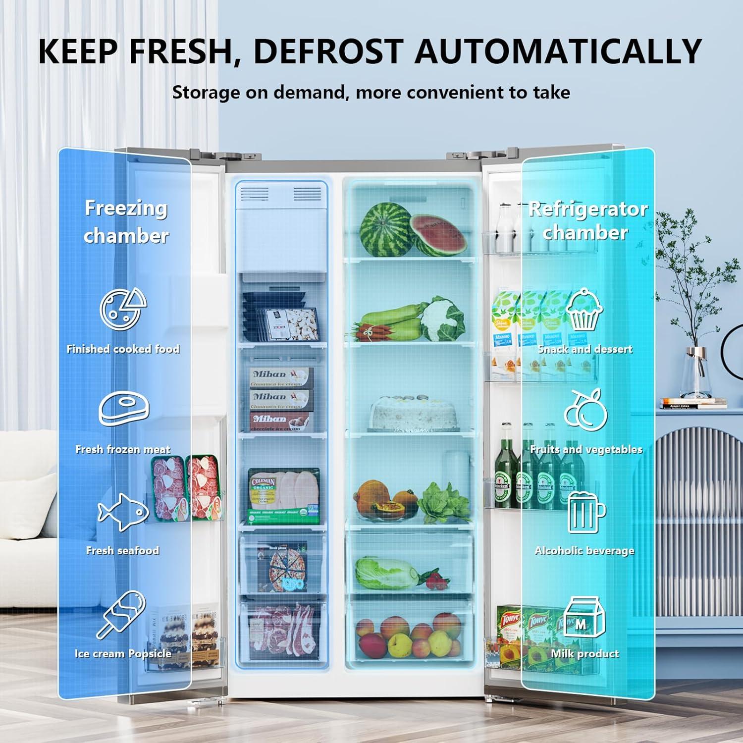 imageAntarctic Star 2 French Door Refrigerator Fridge with Side Freezer ampampWater DispensorNugget Ice MakerampampCube IceAdjustable Thermostat 20 Cu Ft Stainless Steel2024 Upgrade