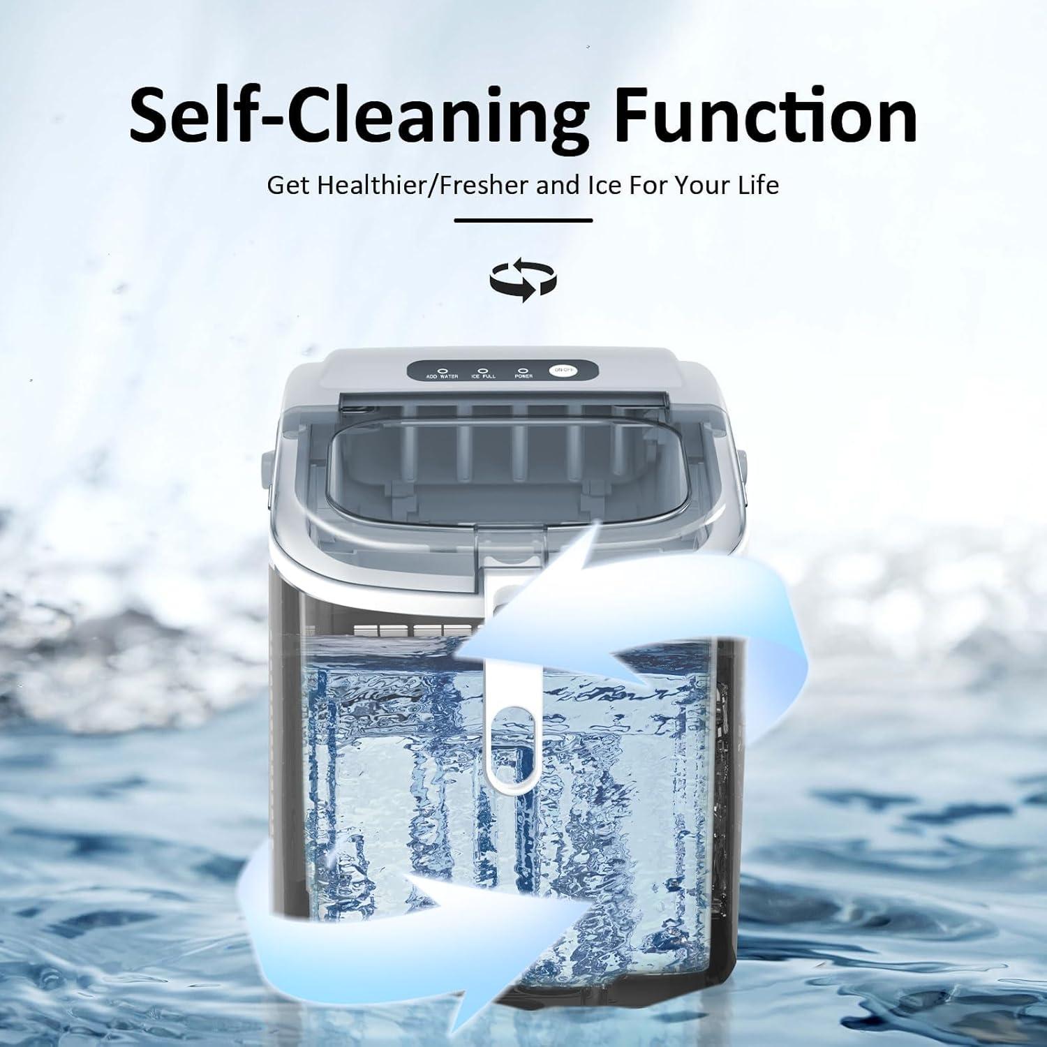 imageAntarctic Star Countertop Ice Maker Portable Ice Machine with HandleSelfCleaning Bullet Ice Makers 26Lbs24H 9 Ice Cubes Ready in 6 Mins for Home Kitchen Bar Party Grey