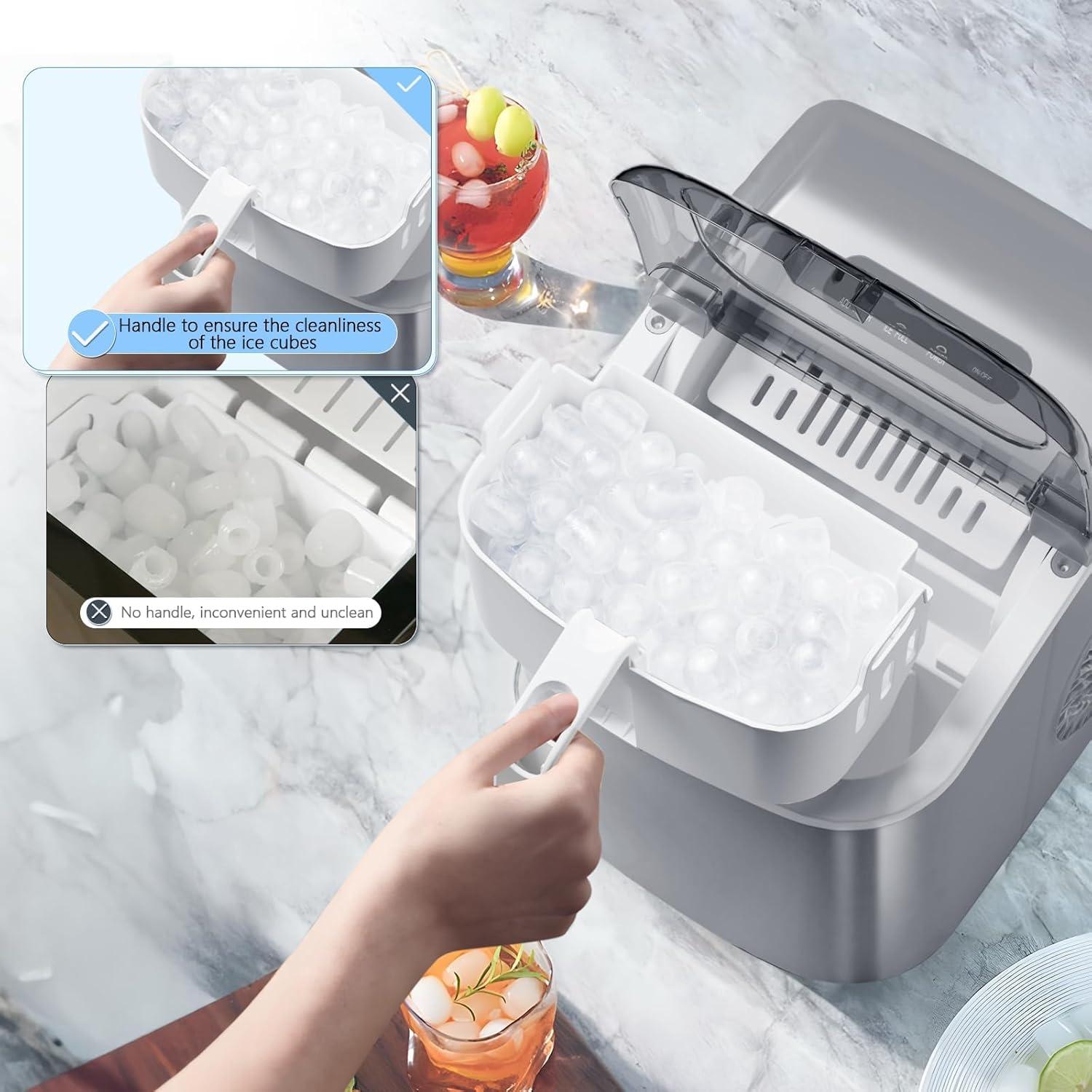 imageAntarctic Star Countertop Ice Maker Portable Ice Machine with HandleSelfCleaning Bullet Ice Makers 26Lbs24H 9 Ice Cubes Ready in 6 Mins for Home Kitchen Bar Party Grey