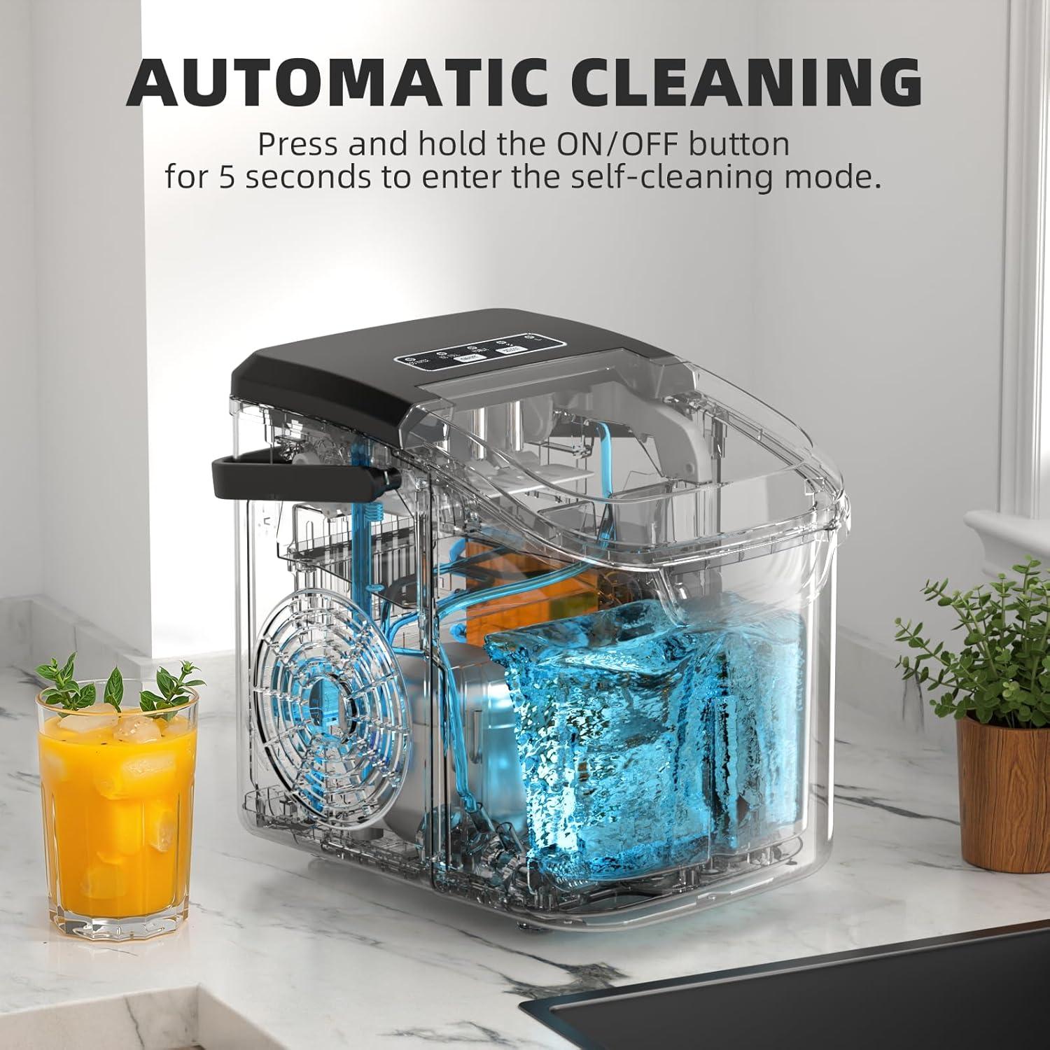 imageAntarctic Star Countertop Ice Maker with Handle Selectable SL Ice Size 265 lbs24Hrs 8 Ice Cubes in 6 Mins AutoCleaning Portable with Ice Basket ampamp Scoop for HomeKitchenCampingRV